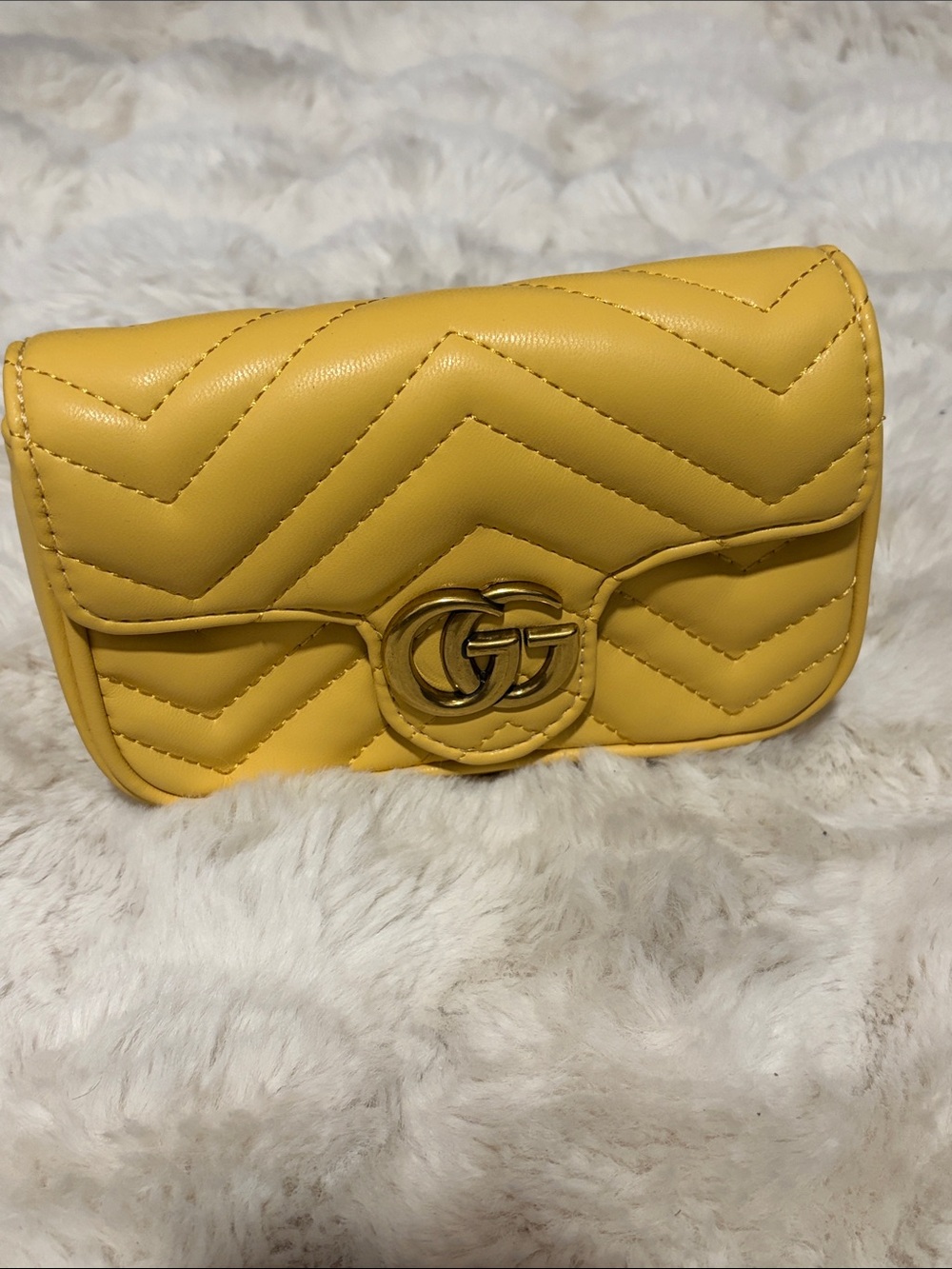 Yellow Quilted Mini Shoulder Bag with Accent